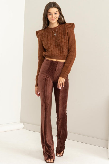 Groove Velour Flare Pants-Chocolate