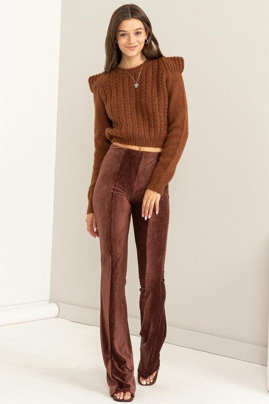Groove Velour Flare Pants-Chocolate