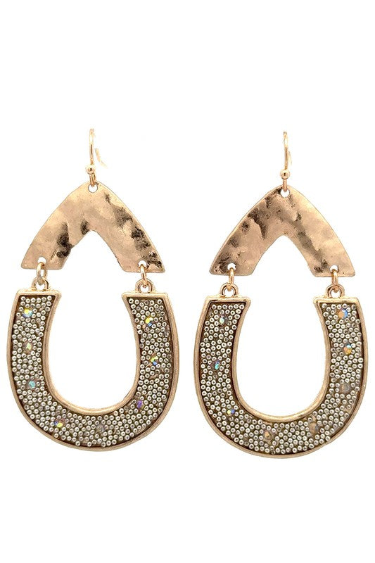 Glitz Horseshoe Earrings-Silver