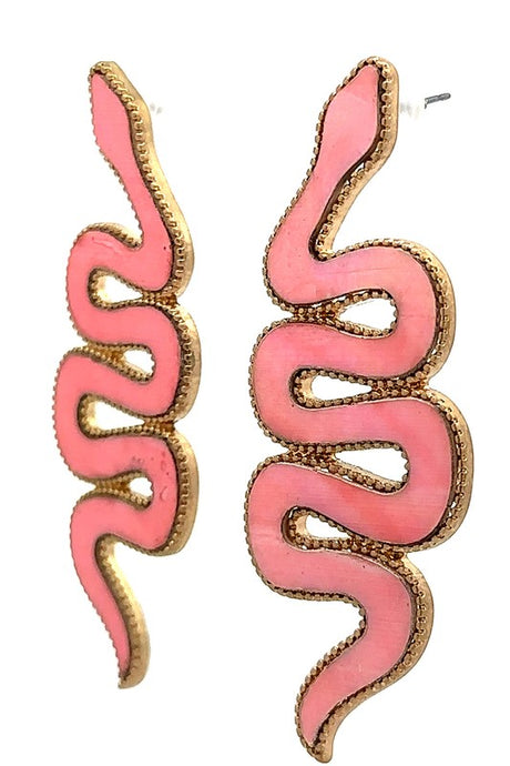 Smoothie Snake Earrings-Pink