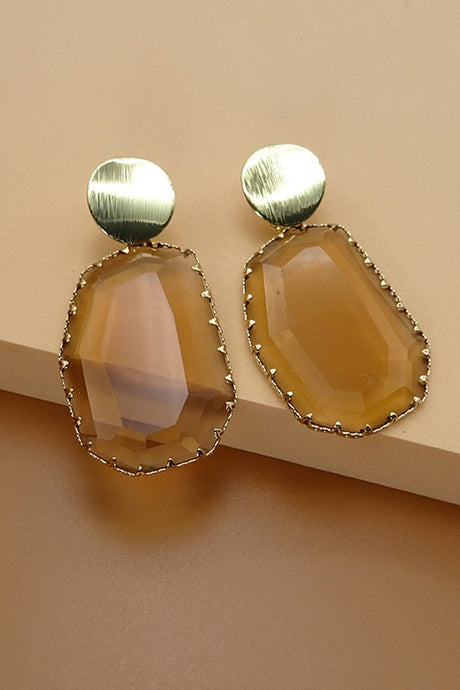 Vintage Glass Stone Earrings-Topaz