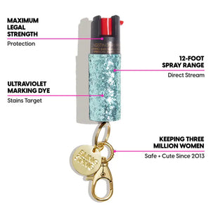 Aqua Glitter Pepper Spray Keychain