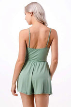 Everly Ruched Cami Romper-Sage