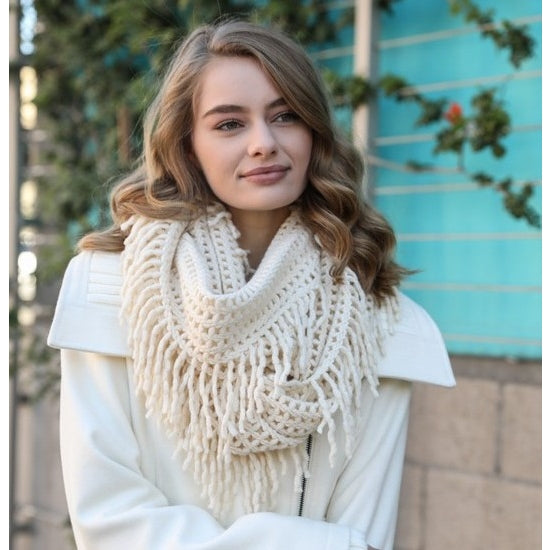Angela Knitted Infinity Scarf- Ivory