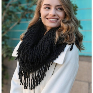 Angela Knitted Infinity Scarf- Black
