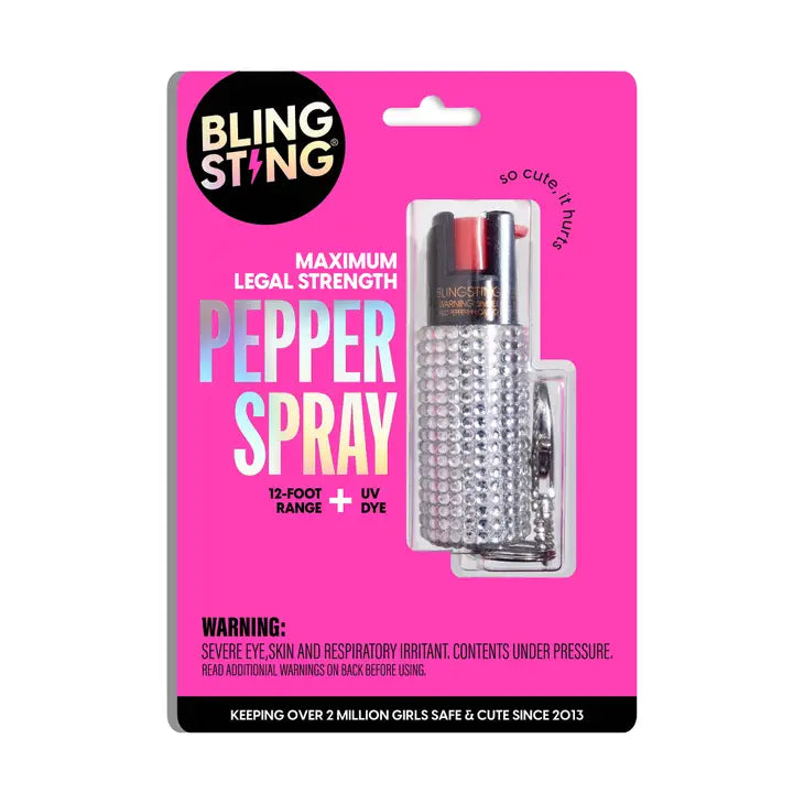 Silver Rhinestone Pepper Spray Keychain